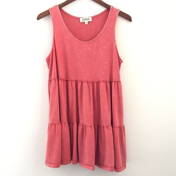 Listicle boho coral sleeveless ruffle top | Size S - Picture 1 of 7